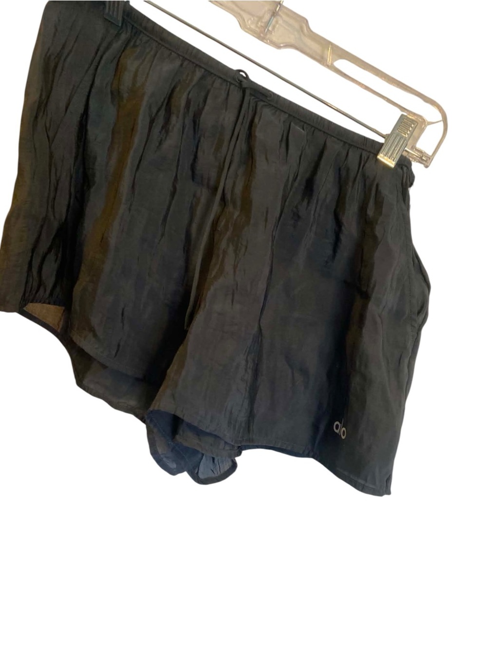 NWT Alo Yoga semi sheer golden hour mid rise shirt BLACK Size S